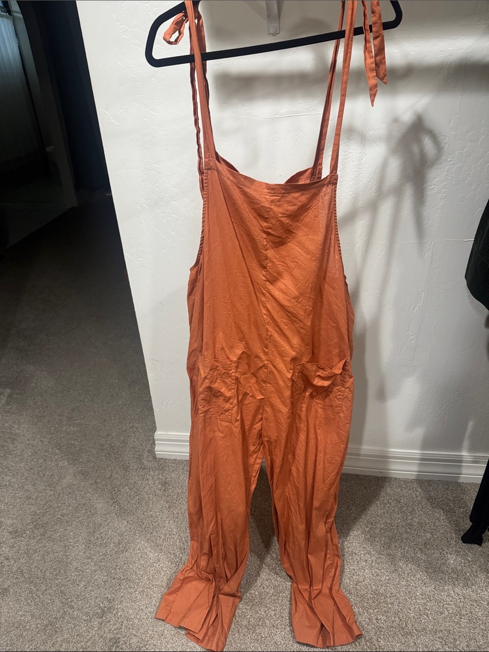 Shiny by nature orange linen overalls